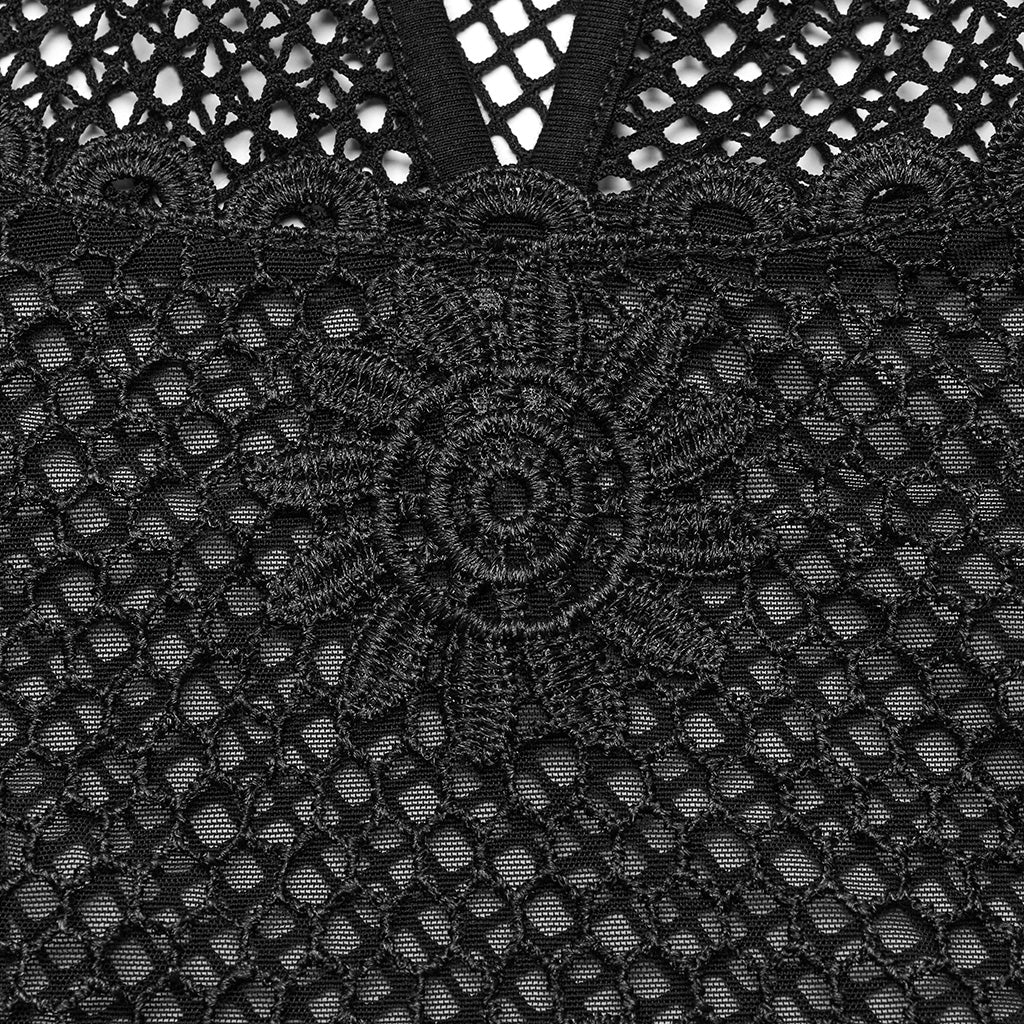 WT-858DDF Gothic Mesh Lace Tank Top With Intricate Mandala Design