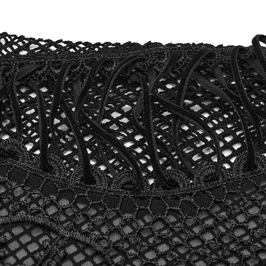 WT-858DDF Gothic Mesh Lace Tank Top With Intricate Mandala Design?-??Punk Rave Clothing