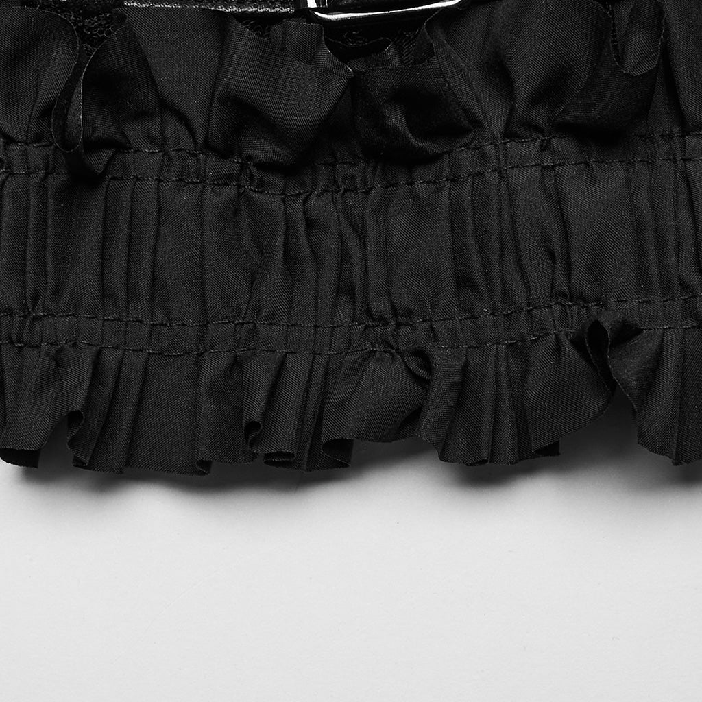WT-860BXF Edgy Fringed Punk Corset with Faux Leather Belt Straps?-??Punk Rave Clothing