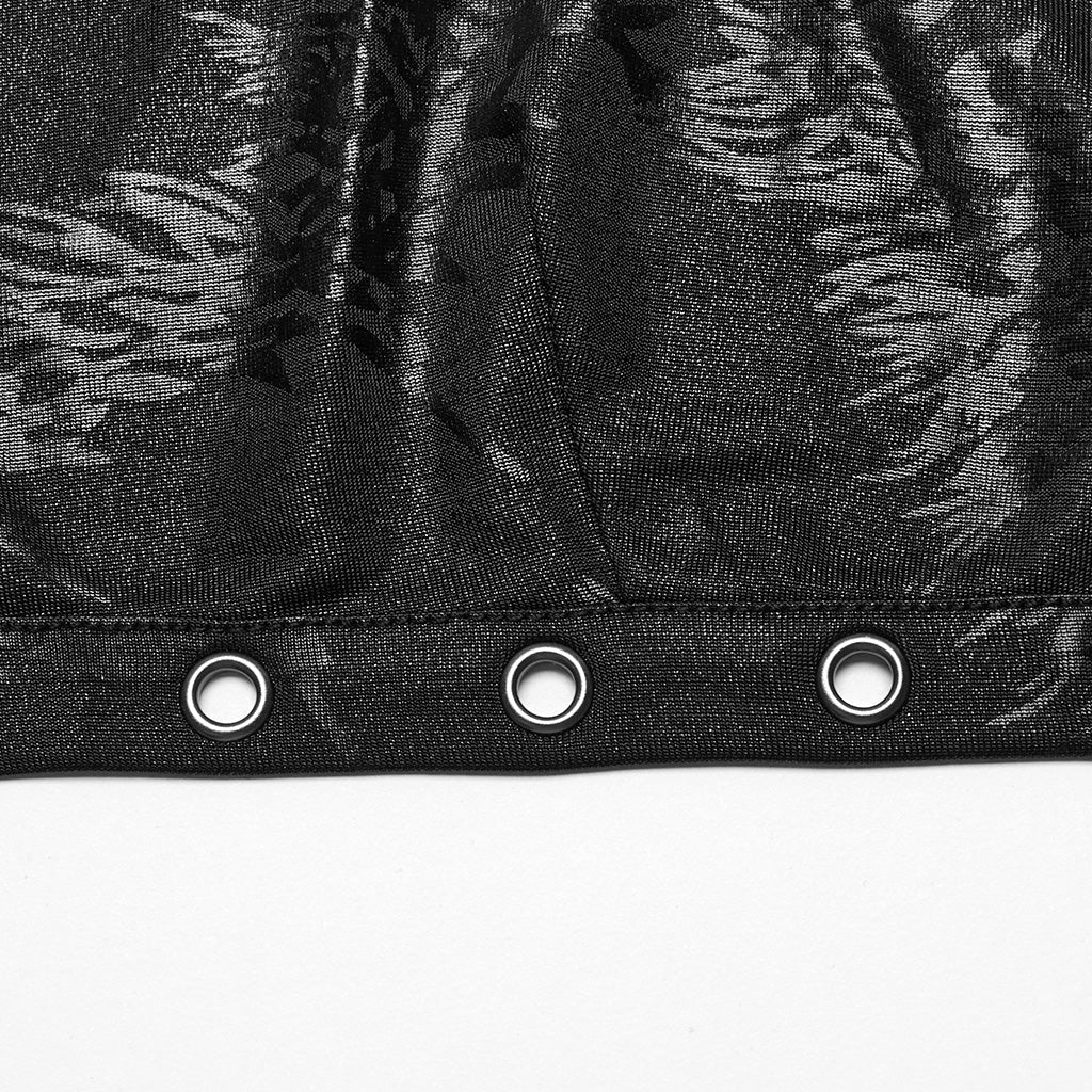 WT-862DDF Edgy Punk Halter Top with Metal Ring Accents?-??Punk Rave Clothing