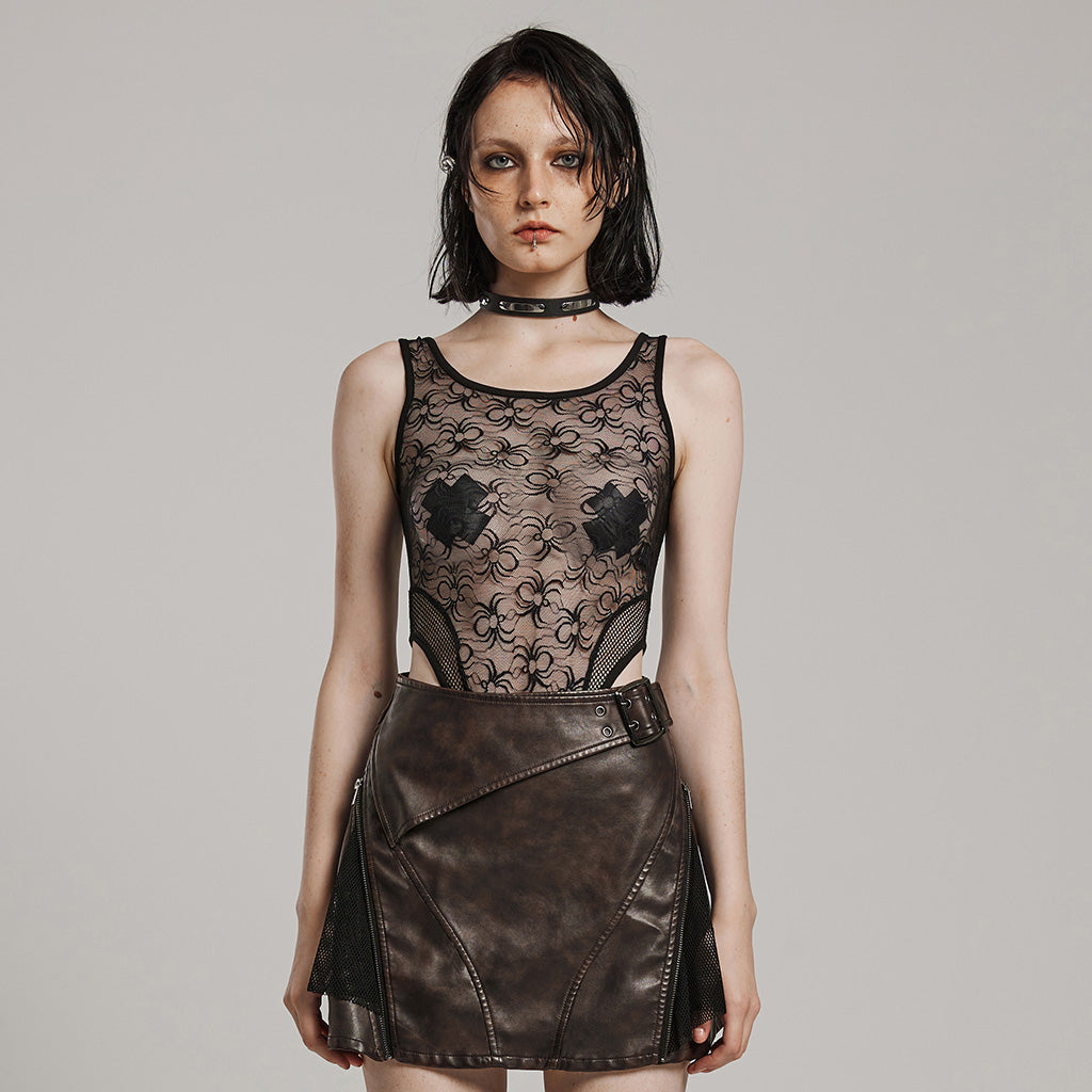 WT-871DQF Gothic Mesh See-Through black Lace Bodysuit Punk Accessories?-??Punk Rave Clothing