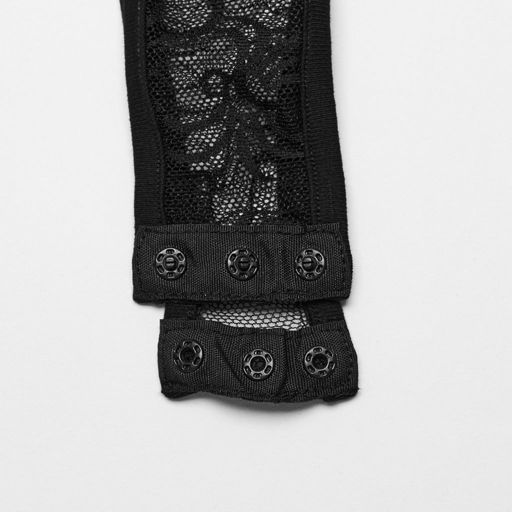 WT-871DQF Gothic Mesh See-Through black Lace Bodysuit Punk Accessories?-??Punk Rave Clothing