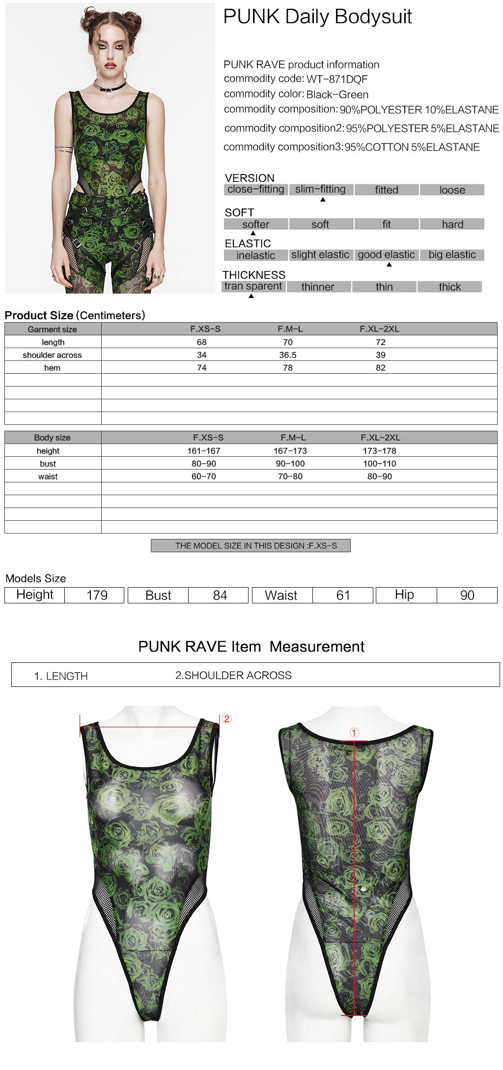 WT-871DQF Gothic Mesh See-Through black Lace Bodysuit Punk Accessories?-??Punk Rave Clothing