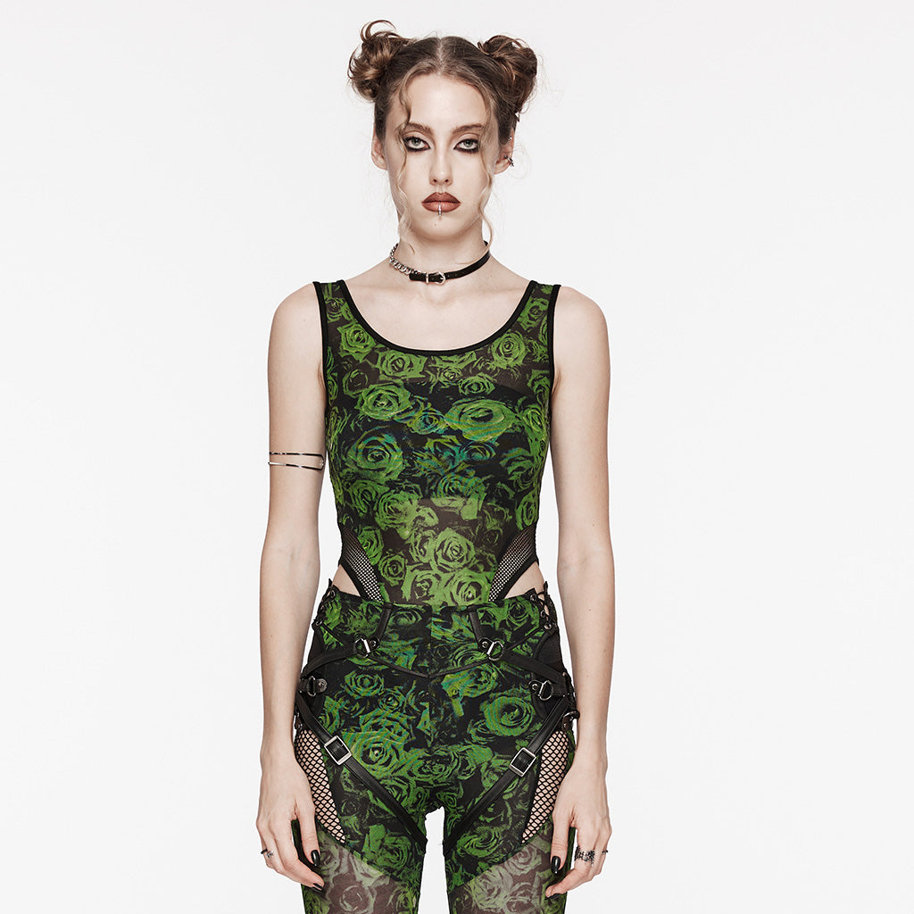 WT-871DQF Gothic Mesh See-Through black Lace Bodysuit Punk Accessories?-??Punk Rave Clothing