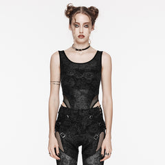 WT-871DQF Gothic Mesh See-Through black Lace Bodysuit Punk Accessories