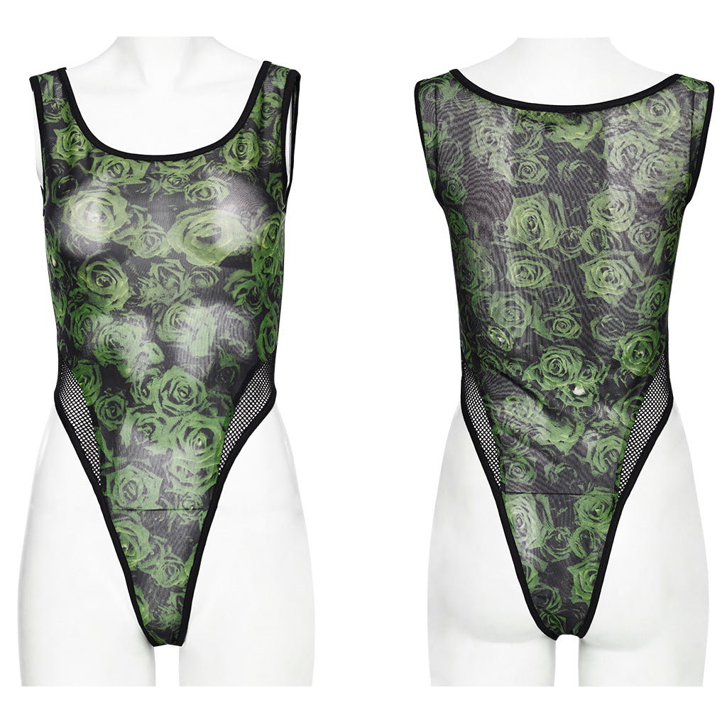 WT-871DQF Gothic Mesh See-Through black Lace Bodysuit Punk Accessories?-??Punk Rave Clothing