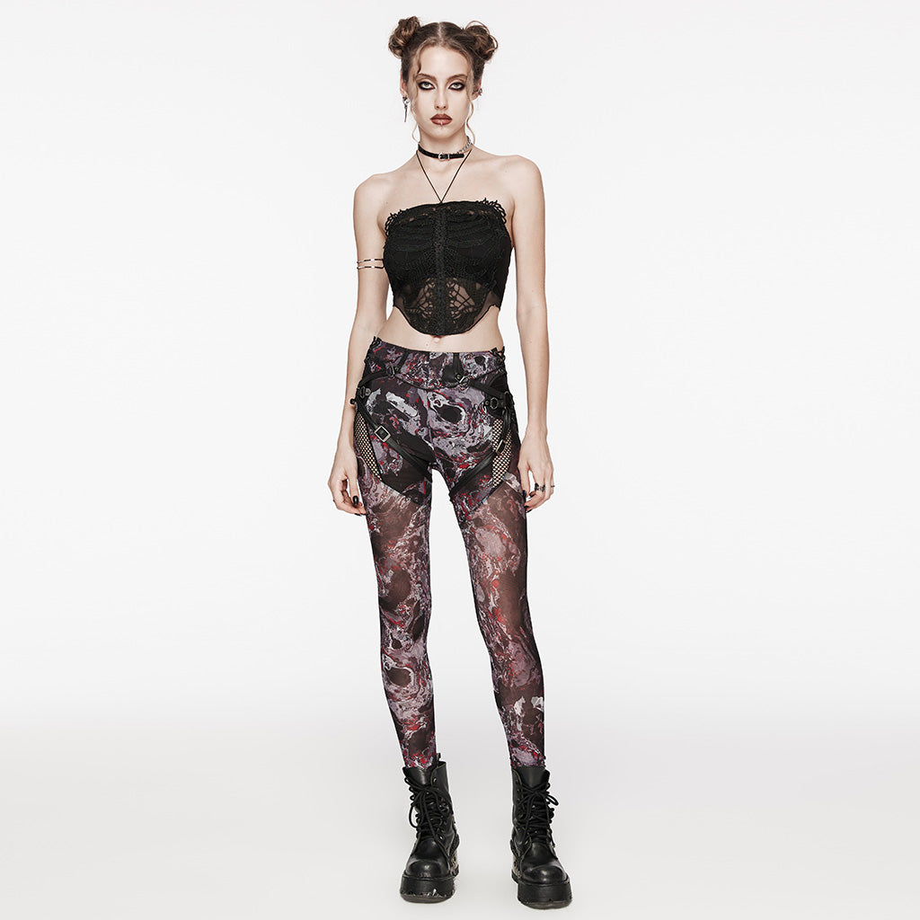 WT-881DDF Gothic Corset Skeleton Lace Mesh Strapless Bustier Top?-??Punk Rave Clothing