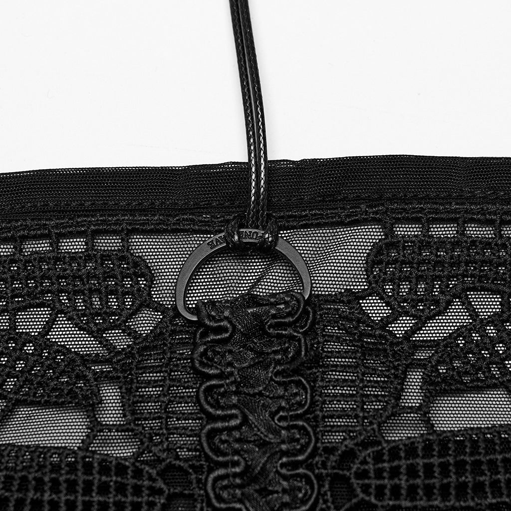 WT-881DDF Gothic Corset Skeleton Lace Mesh Strapless Bustier Top?-??Punk Rave Clothing
