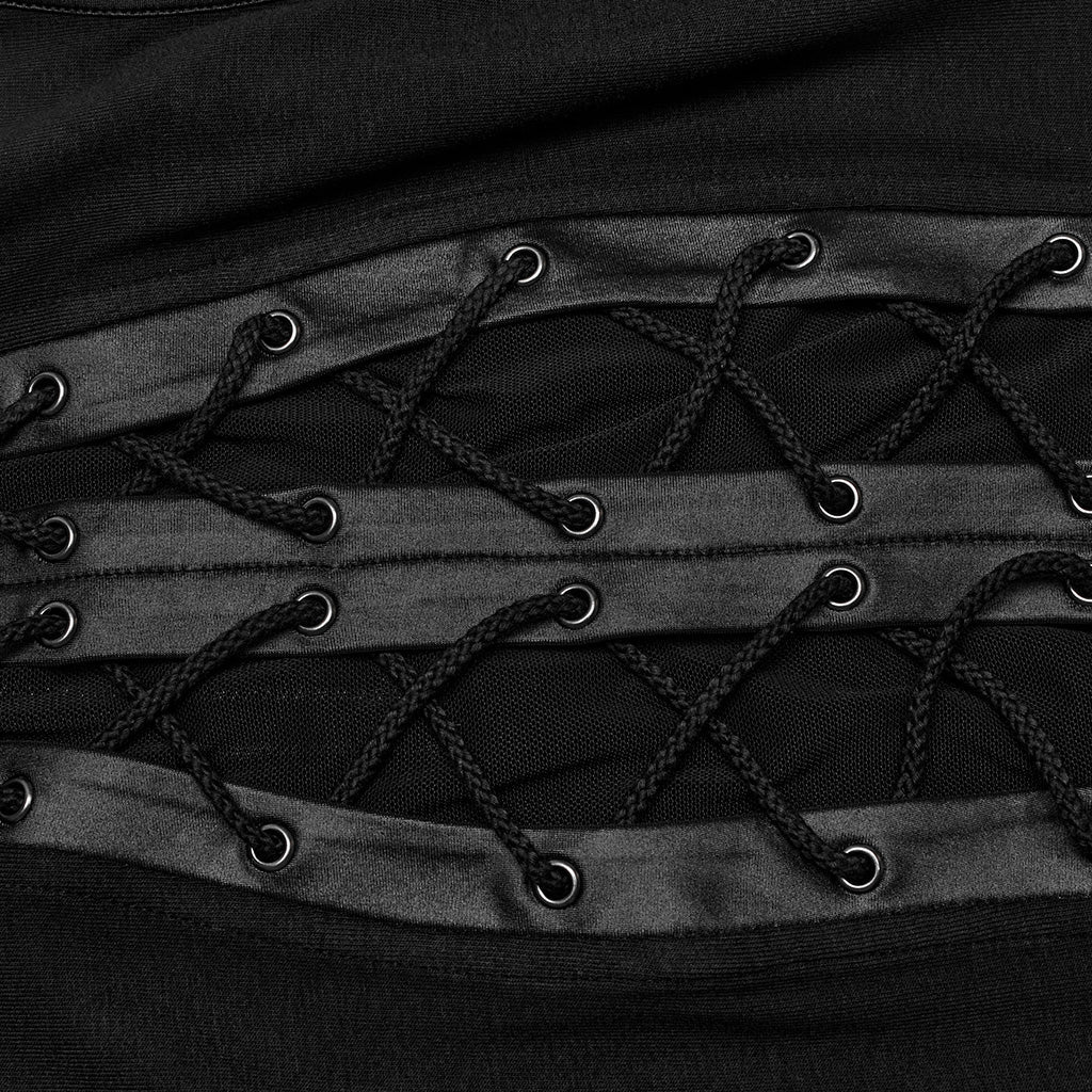 WT-883BXF Gothic Lace-Up Punk Vest with Stand Collar Design?-??Punk Rave Clothing