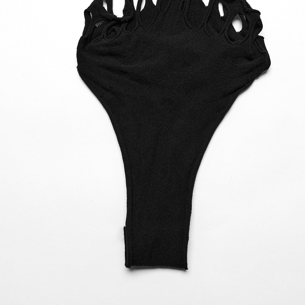 WT-885BXF Edgy Mesh Cutout Bodysuit Punk Accessories black Stretch Fabric?-??Punk Rave Clothing