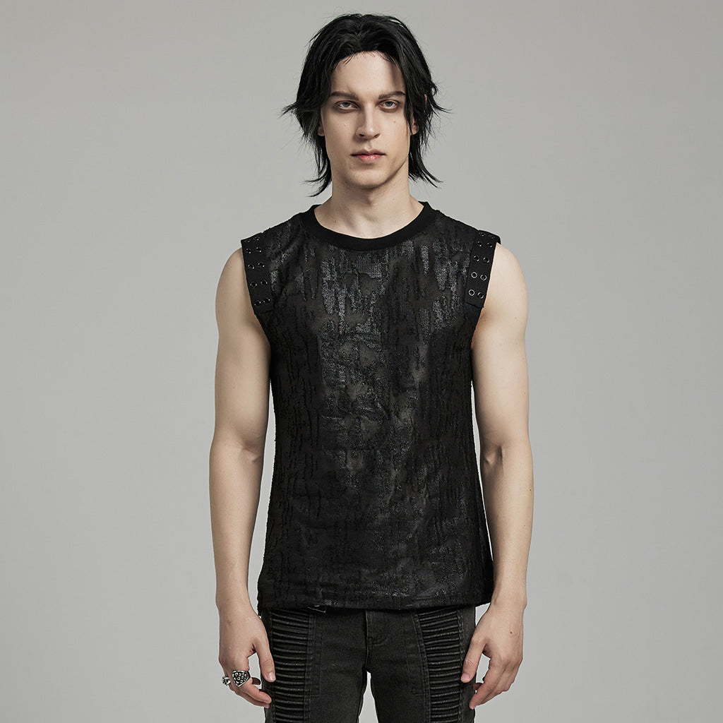 WT-887BXM Mens Gothic Grunge Sleeveless Distressed Tank Top