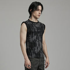 WT-887BXM Mens Gothic Grunge Sleeveless Distressed Tank Top