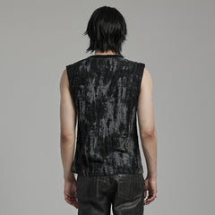 WT-887BXM Mens Gothic Grunge Sleeveless Distressed Tank Top