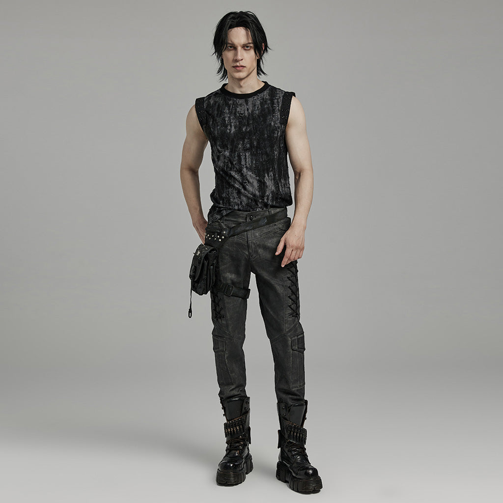 WT-887BXM Mens Gothic Grunge Sleeveless Distressed Tank Top