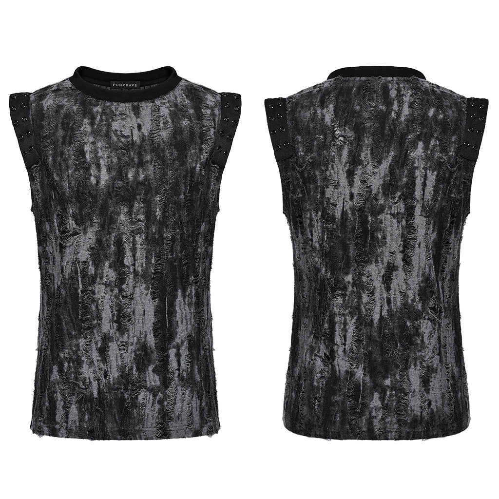 WT-887BXM Mens Gothic Grunge Sleeveless Distressed Tank Top