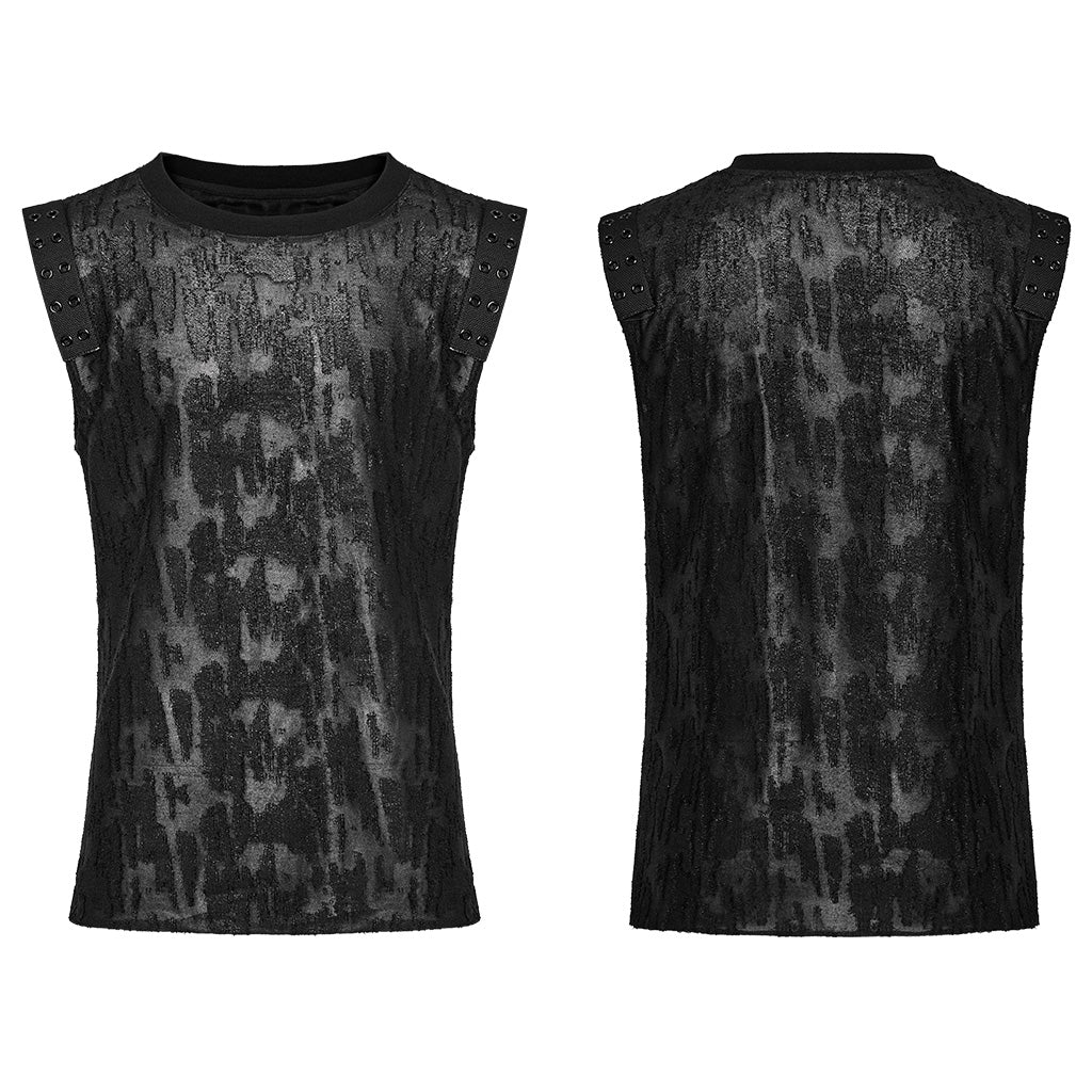 WT-887BXM Mens Gothic Grunge Sleeveless Distressed Tank Top