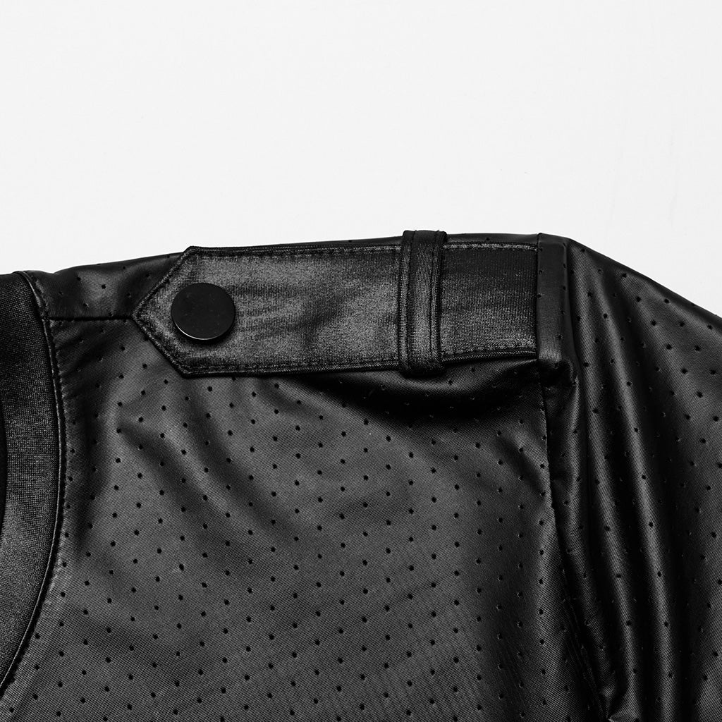 WT-891TDM Edgy black Techwear Punk T-Shirt with Chest Pocket Detailing?-??Punk Rave Clothing