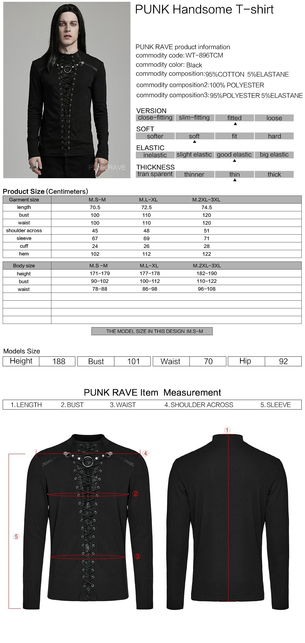 WT-896TCM Gothic Lace-Up Long Sleeve Punk T-Shirts for Men?-??Punk Rave Clothing