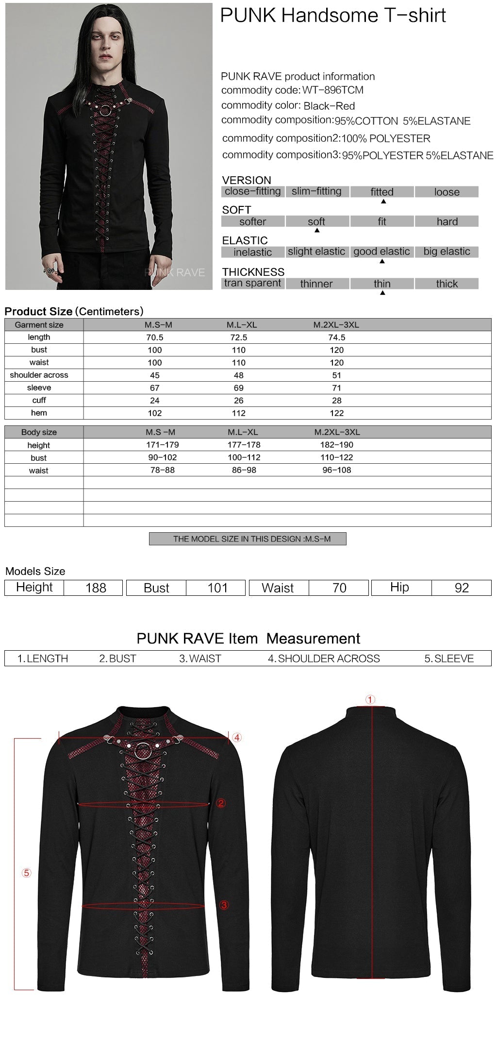 WT-896TCM Gothic Lace-Up Long Sleeve Punk T-Shirts for Men?-??Punk Rave Clothing