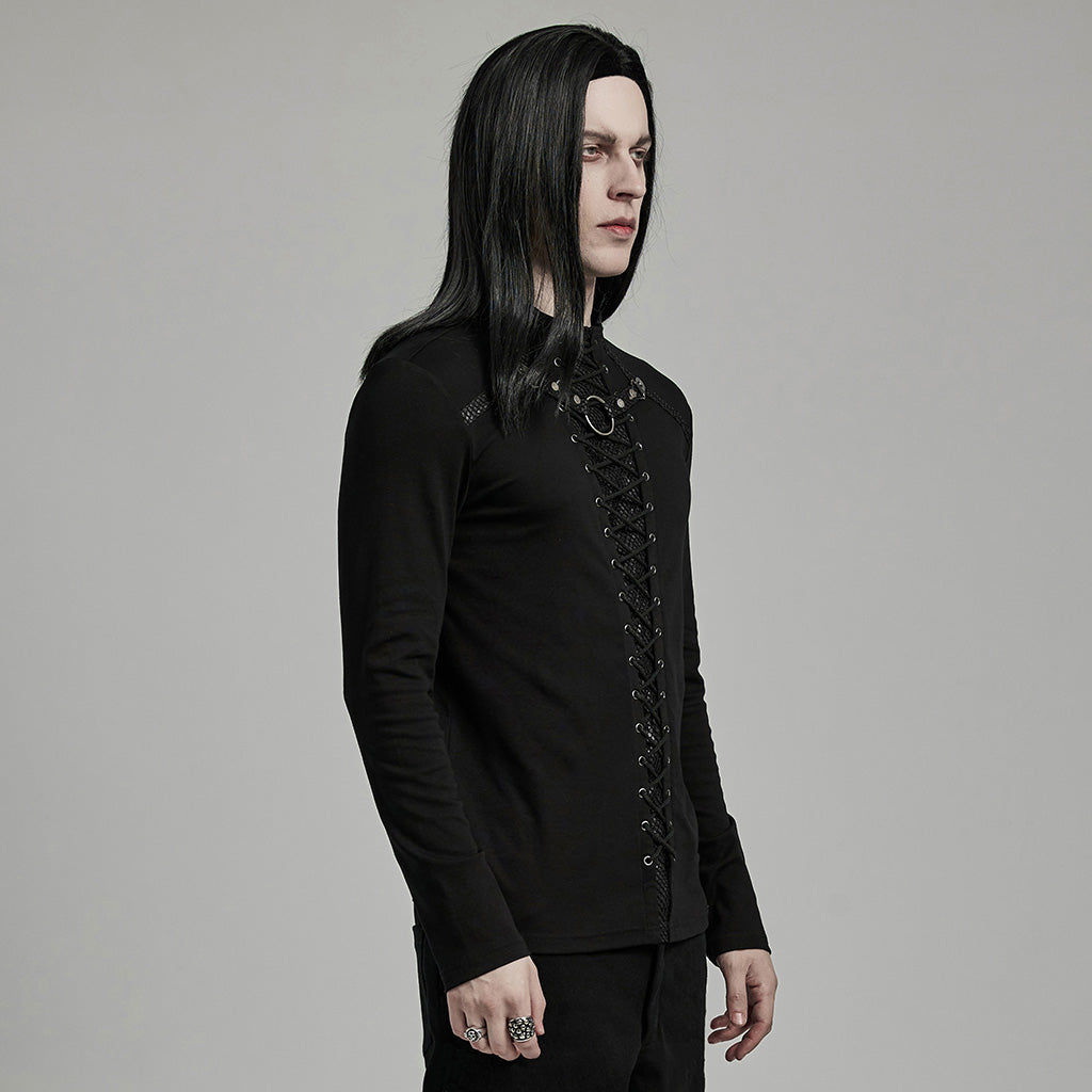 WT-896TCM Gothic Lace-Up Long Sleeve Punk T-Shirts for Men