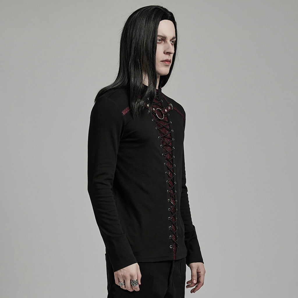 WT-896TCM Gothic Lace-Up Long Sleeve Punk T-Shirts for Men?-??Punk Rave Clothing