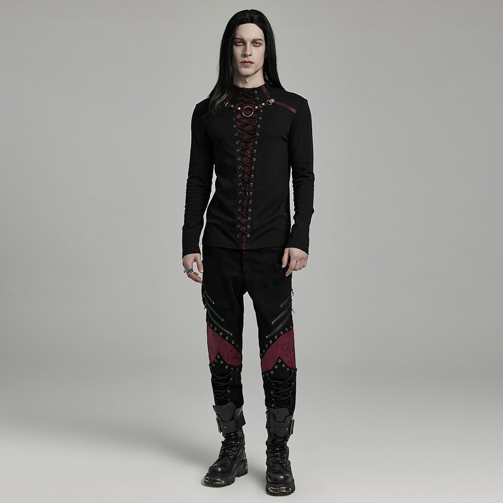 WT-896TCM Gothic Lace-Up Long Sleeve Punk T-Shirts for Men