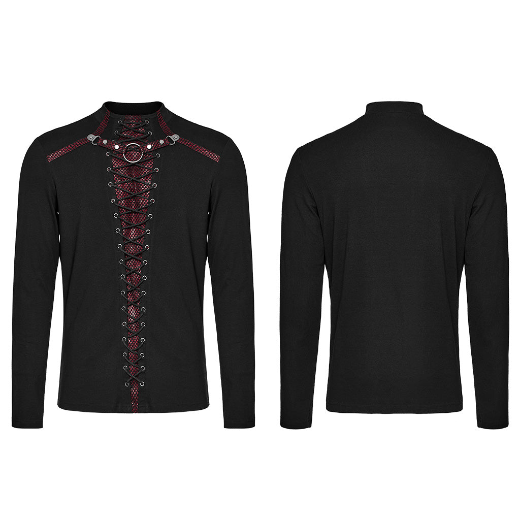 WT-896TCM Gothic Lace-Up Long Sleeve Punk T-Shirts for Men