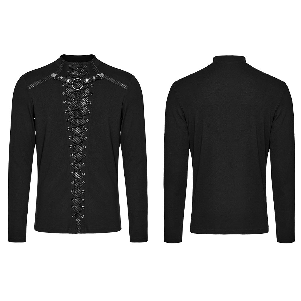 WT-896TCM Gothic Lace-Up Long Sleeve Punk T-Shirts for Men?-??Punk Rave Clothing
