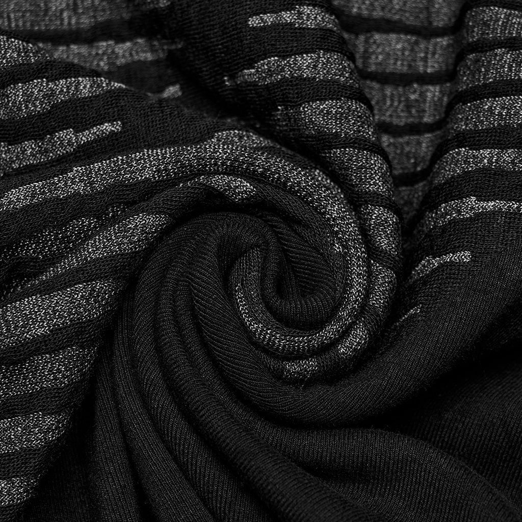 WT-897BXM Edgy Asymmetrical Striped Punk T-Shirt Sleeveless Zipper Top?-??Punk Rave Clothing