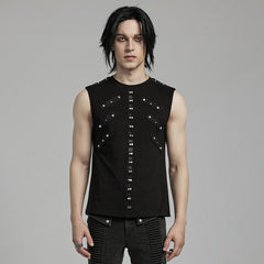 WT-899BXM Mens black Studded Gothic Punk Tank Top