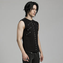 WT-899BXM Mens black Studded Gothic Punk Tank Top