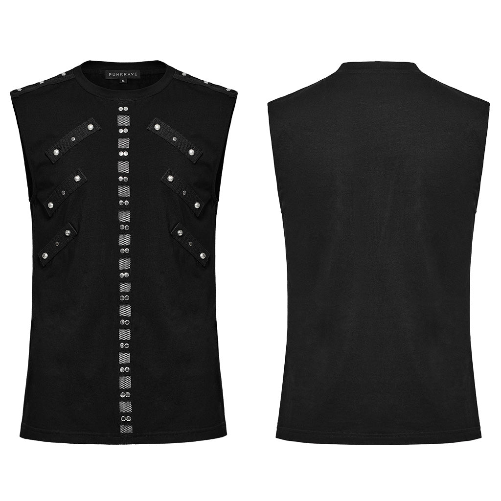 WT-899BXM Mens black Studded Gothic Punk Tank Top