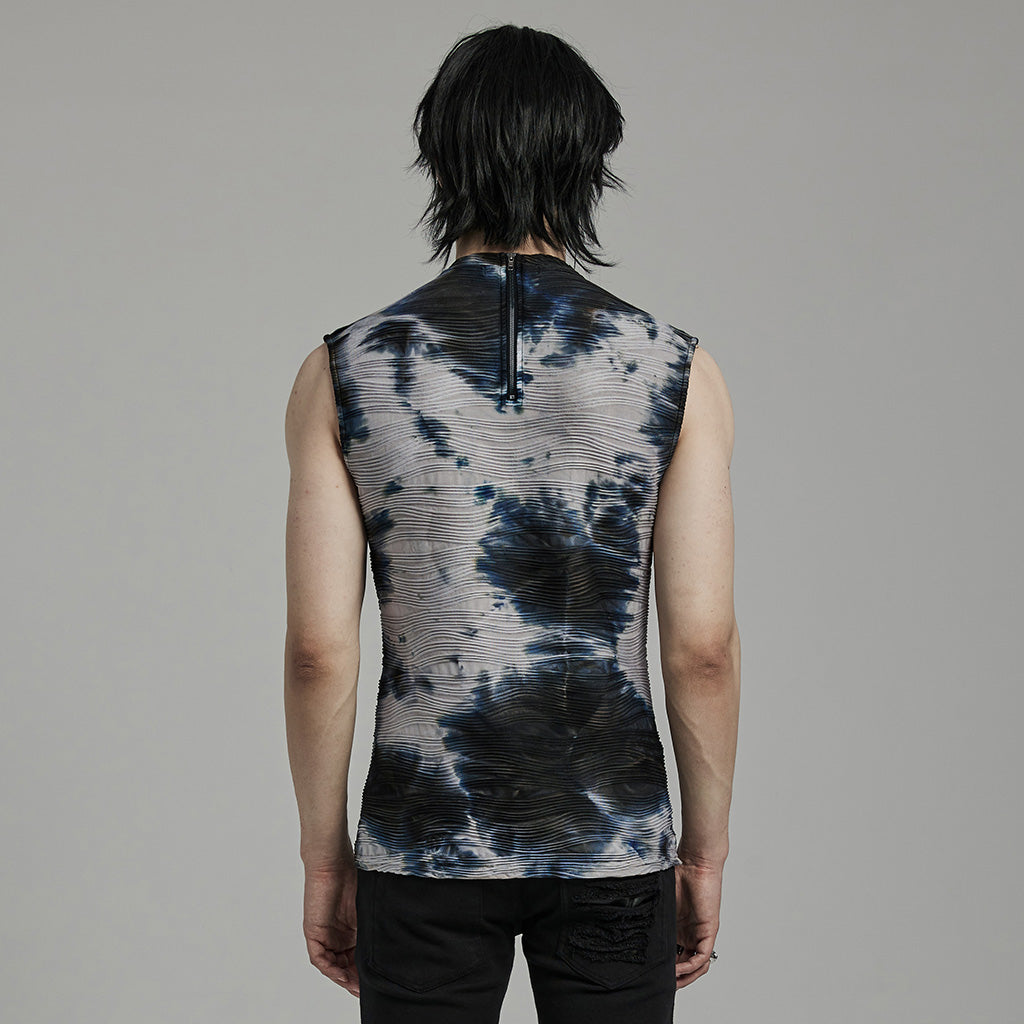 WT-903BXM Punk Shirts Neon Tie-Dye Sleeveless Edgy Rivet Accent Top