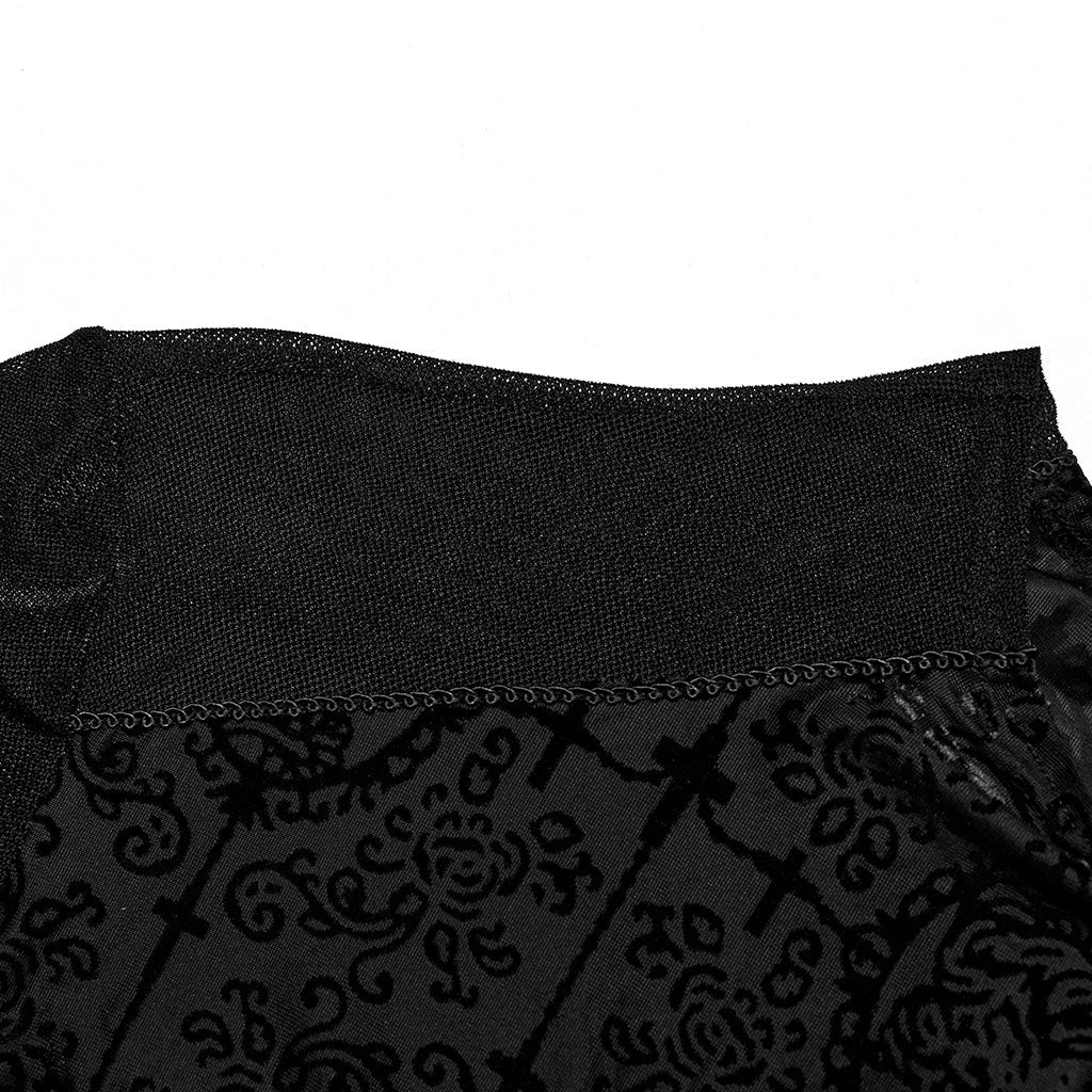 WT-907TCM Mens Gothic T-Shirt Intricate Lace Long Sleeve Top