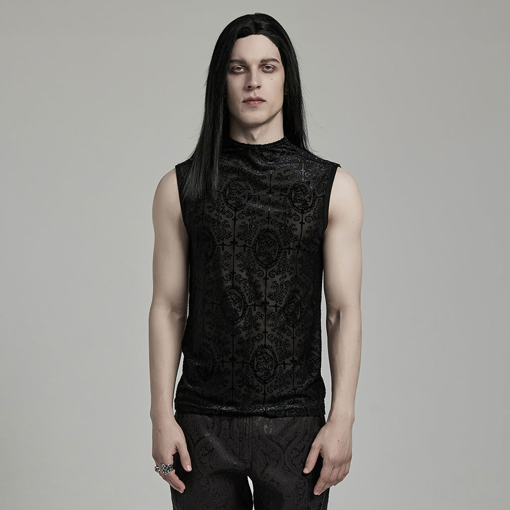 WT-909BXM Dark Elegance Sleeveless Gothic Pattern Shirt?-??Punk Rave Clothing