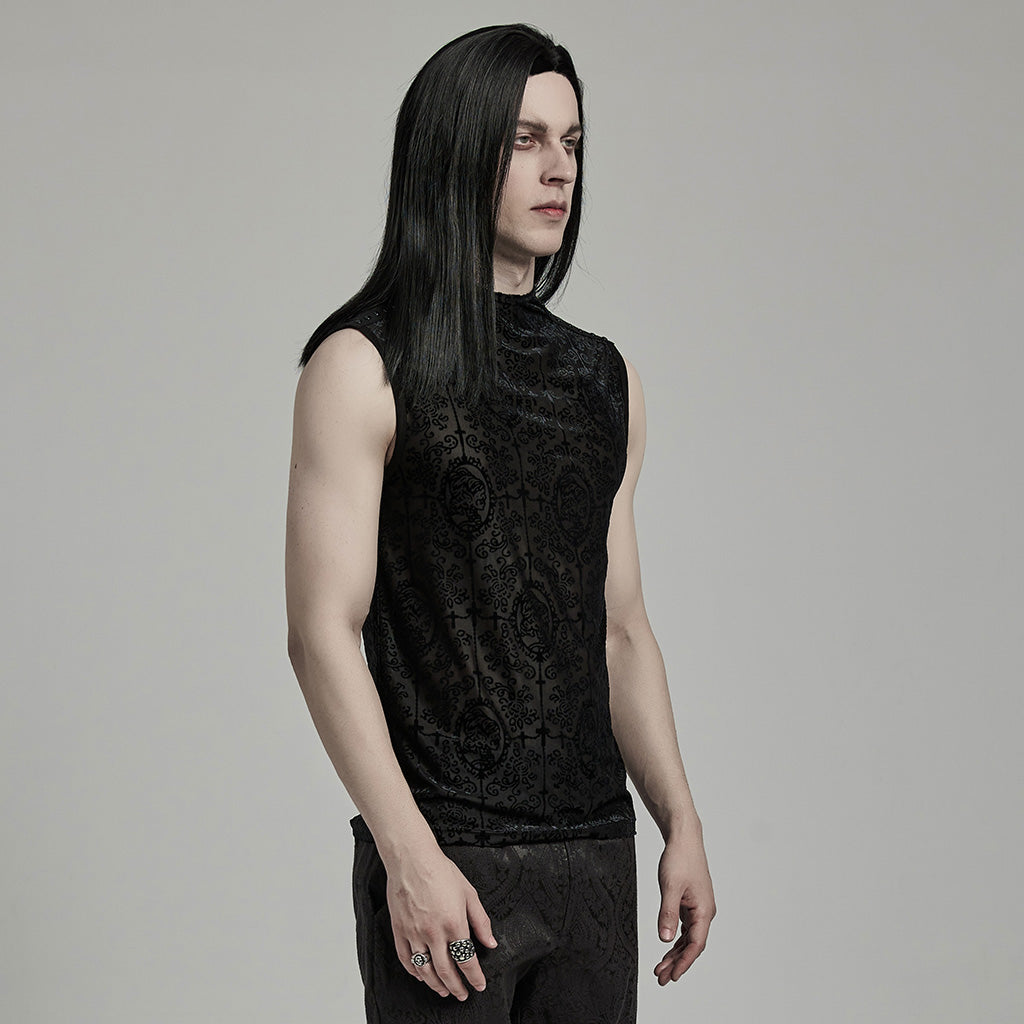 WT-909BXM Dark Elegance Sleeveless Gothic Pattern Shirt?-??Punk Rave Clothing