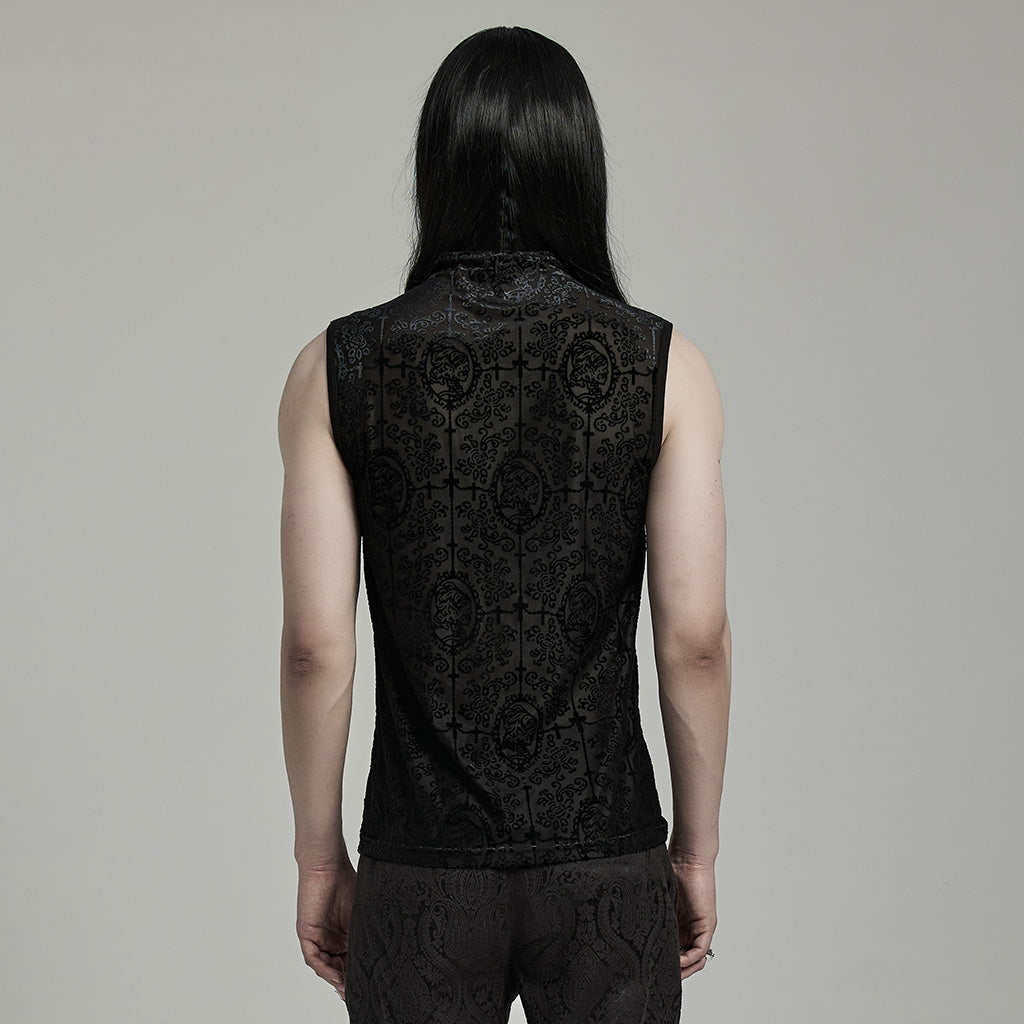 WT-909BXM Dark Elegance Sleeveless Gothic Pattern Shirt