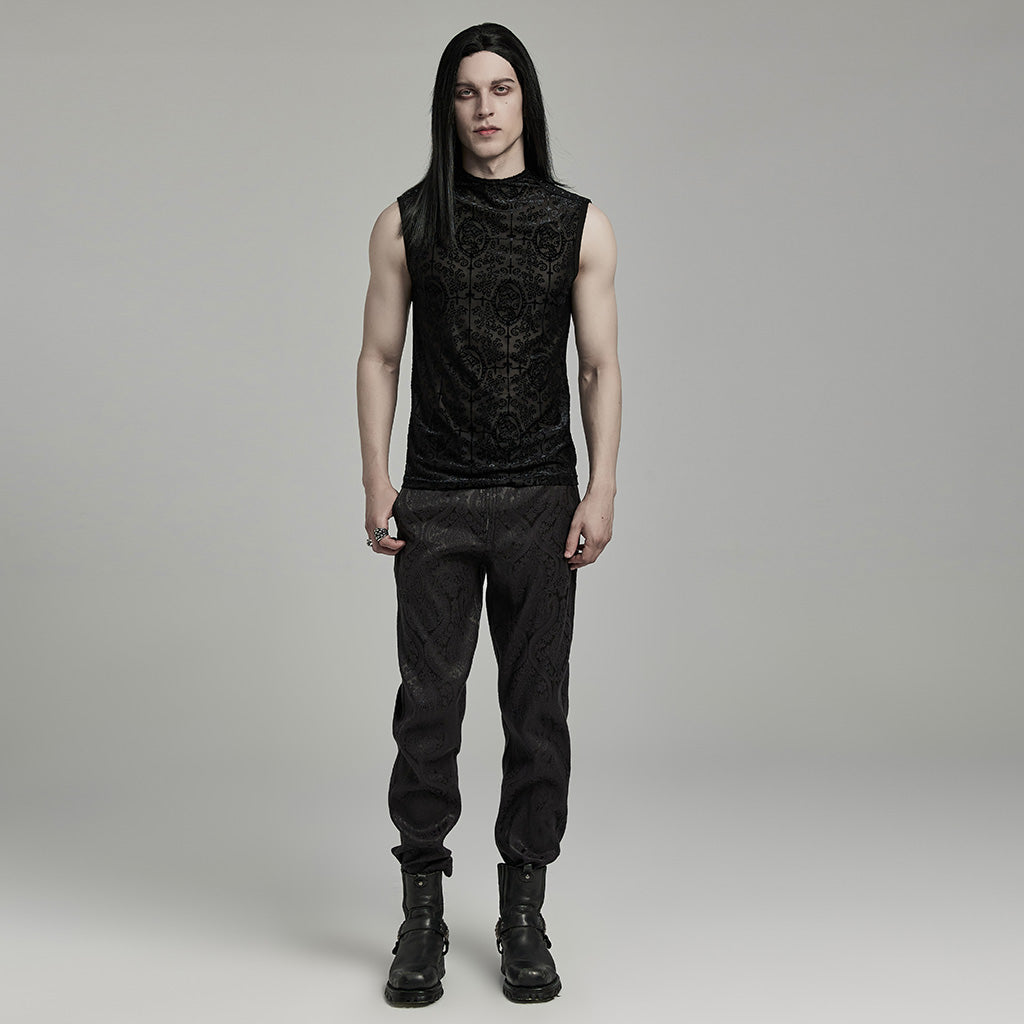 WT-909BXM Dark Elegance Sleeveless Gothic Pattern Shirt?-??Punk Rave Clothing