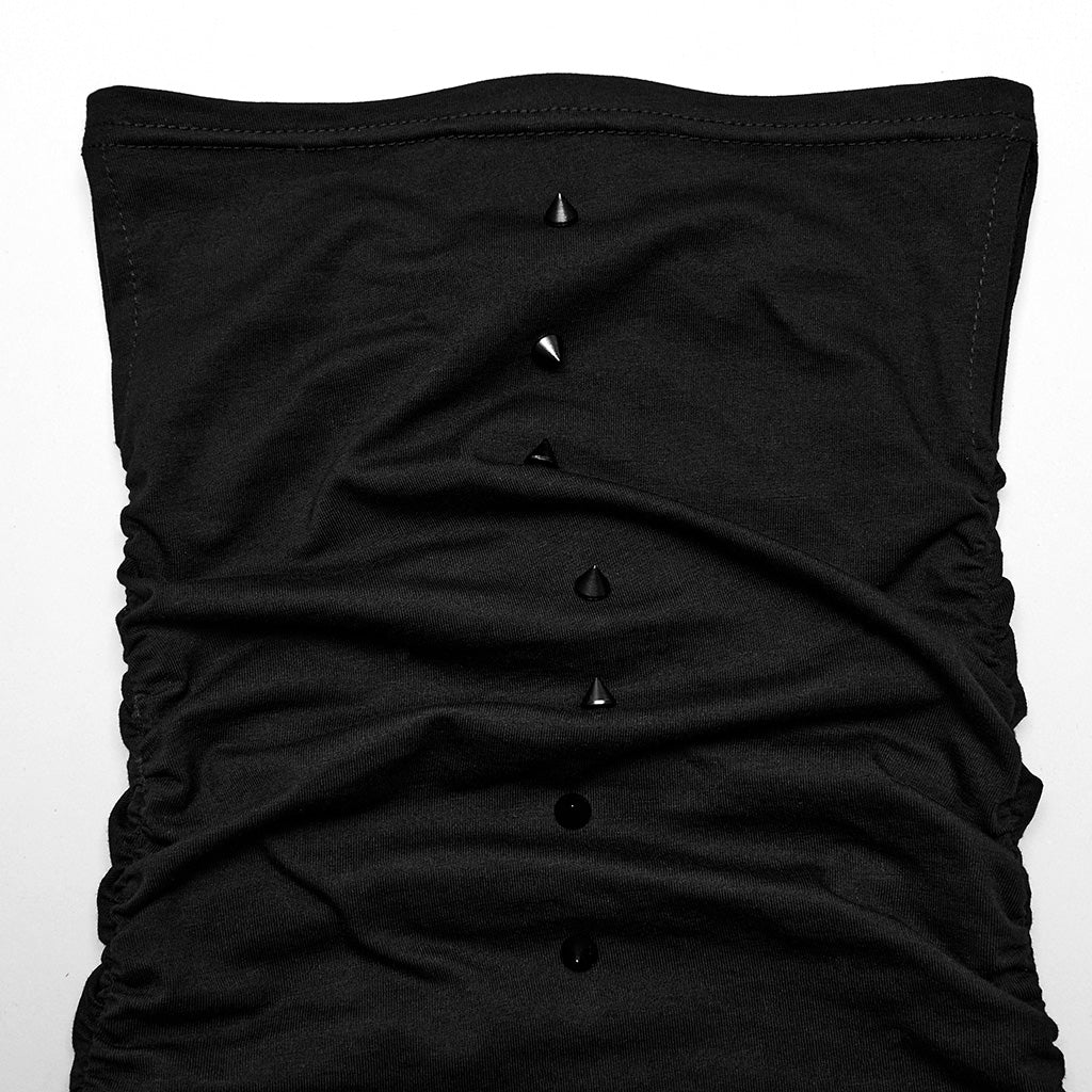 WT-910TCM Mens Punk High Collar Goth Masked T-Shirt black?-??Punk Rave Clothing
