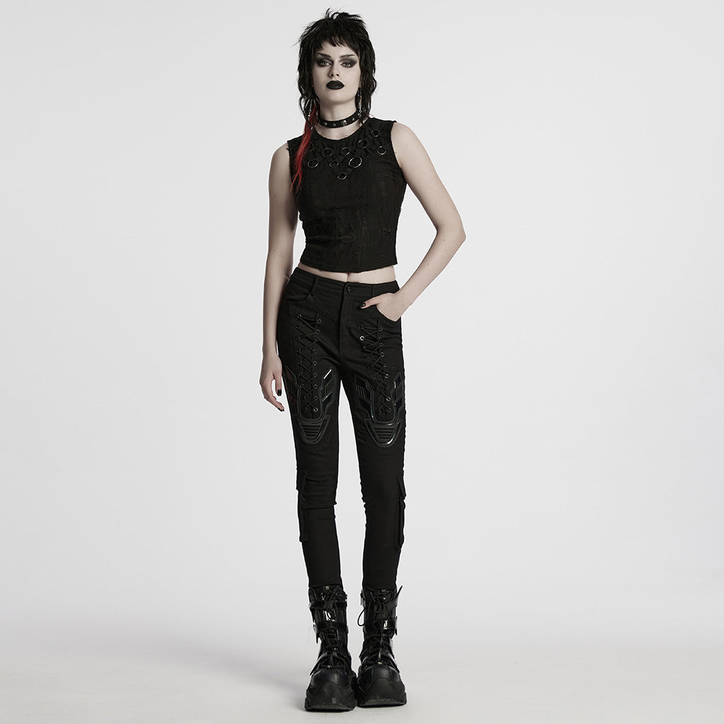 WT-920BXF Edgy Punk Vest with Eyelet and Ring Details