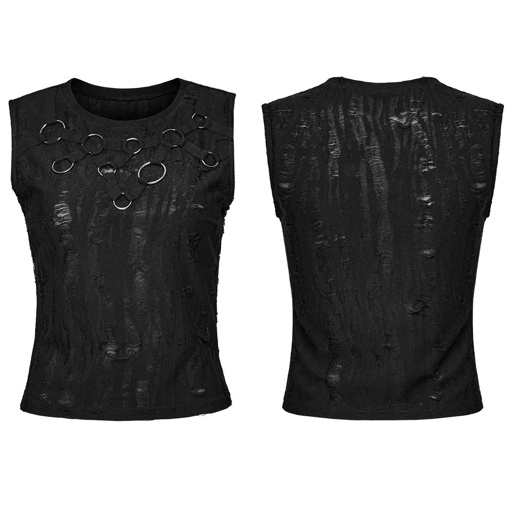 WT-920BXF Edgy Punk Vest with Eyelet and Ring Details