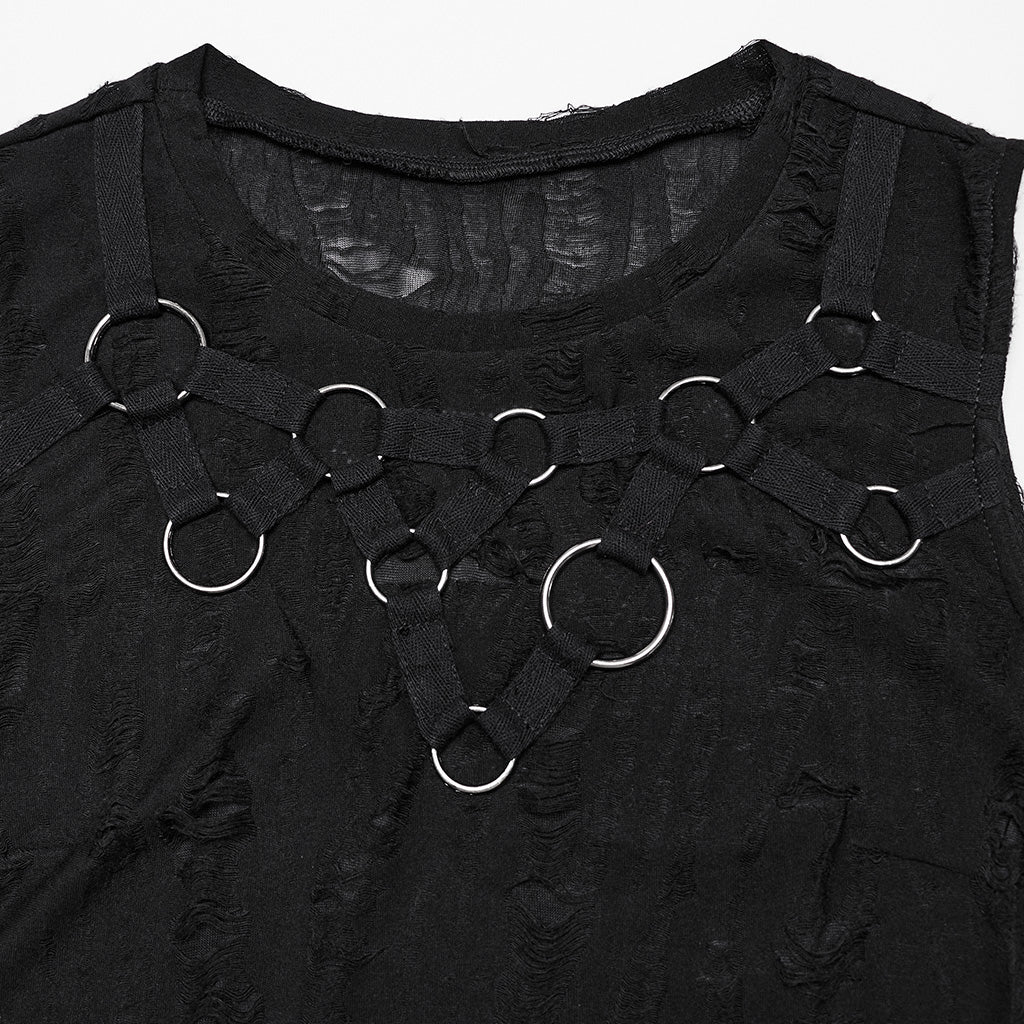 WT-920BXF Edgy Punk Vest with Eyelet and Ring Details