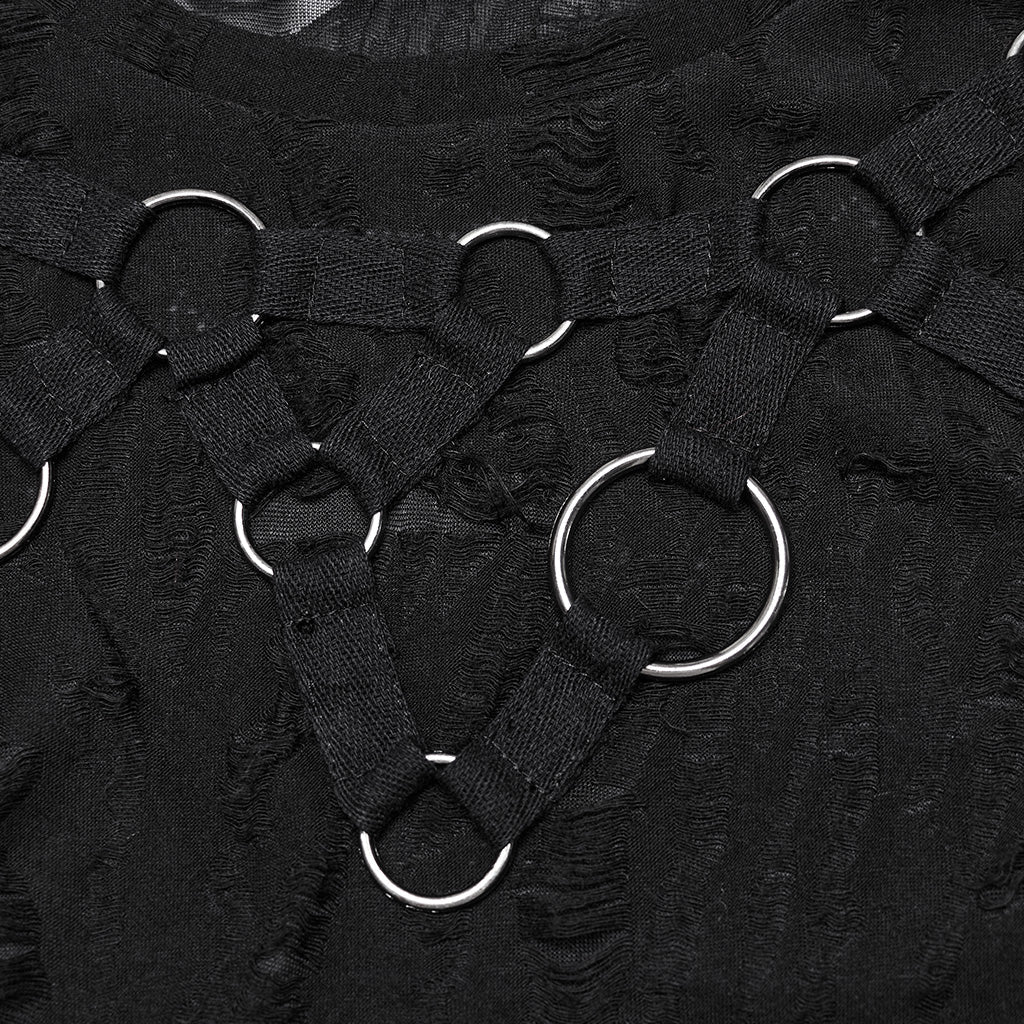 WT-920BXF Edgy Punk Vest with Eyelet and Ring Details