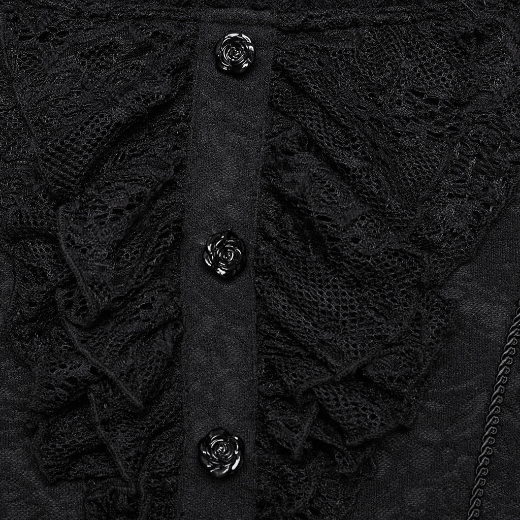 WT-921TCF Gothic Lace Off-Shoulder Ruffle Slim Fit Long Sleeve T-Shirt?-??Punk Rave Clothing