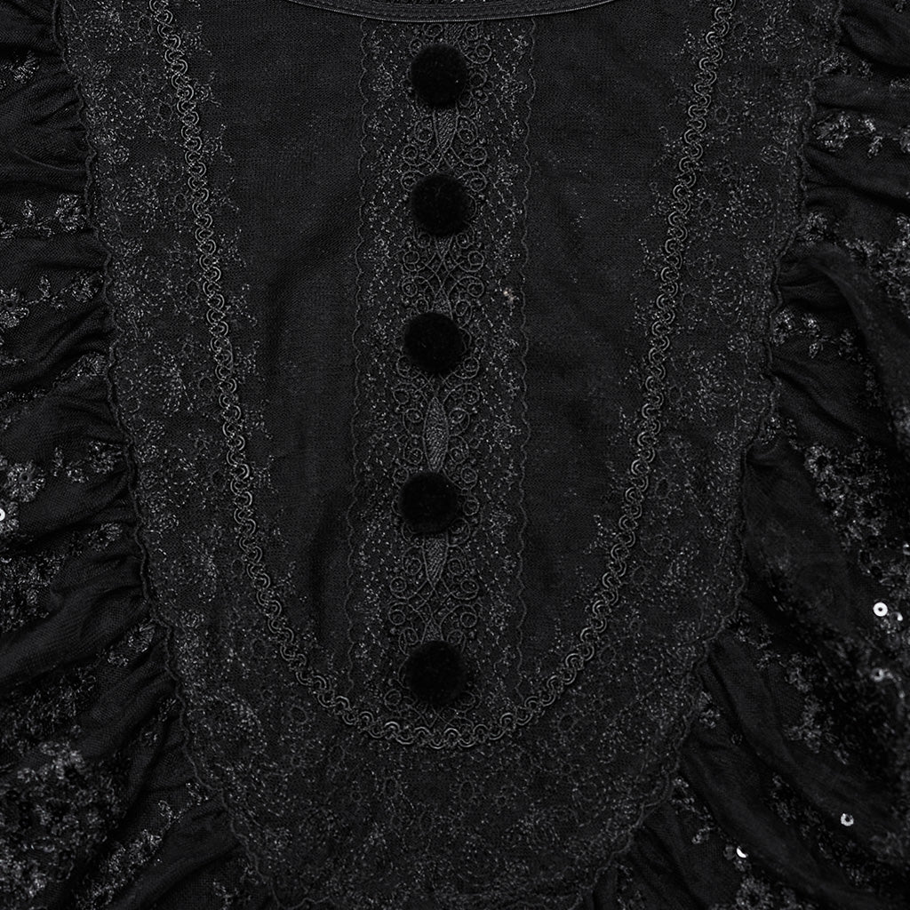 WT-926TCF Gothic Lace Ruffle Shirt Sheer Victorian Style Top?-??Punk Rave Clothing