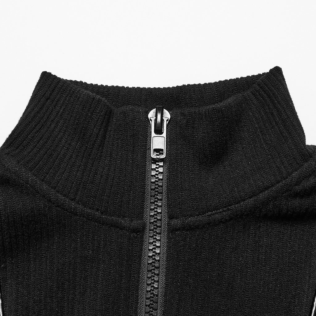 WT-931TCM Gothic Zippered Stand Collar Punk T-Shirts Men?-??Punk Rave Clothing