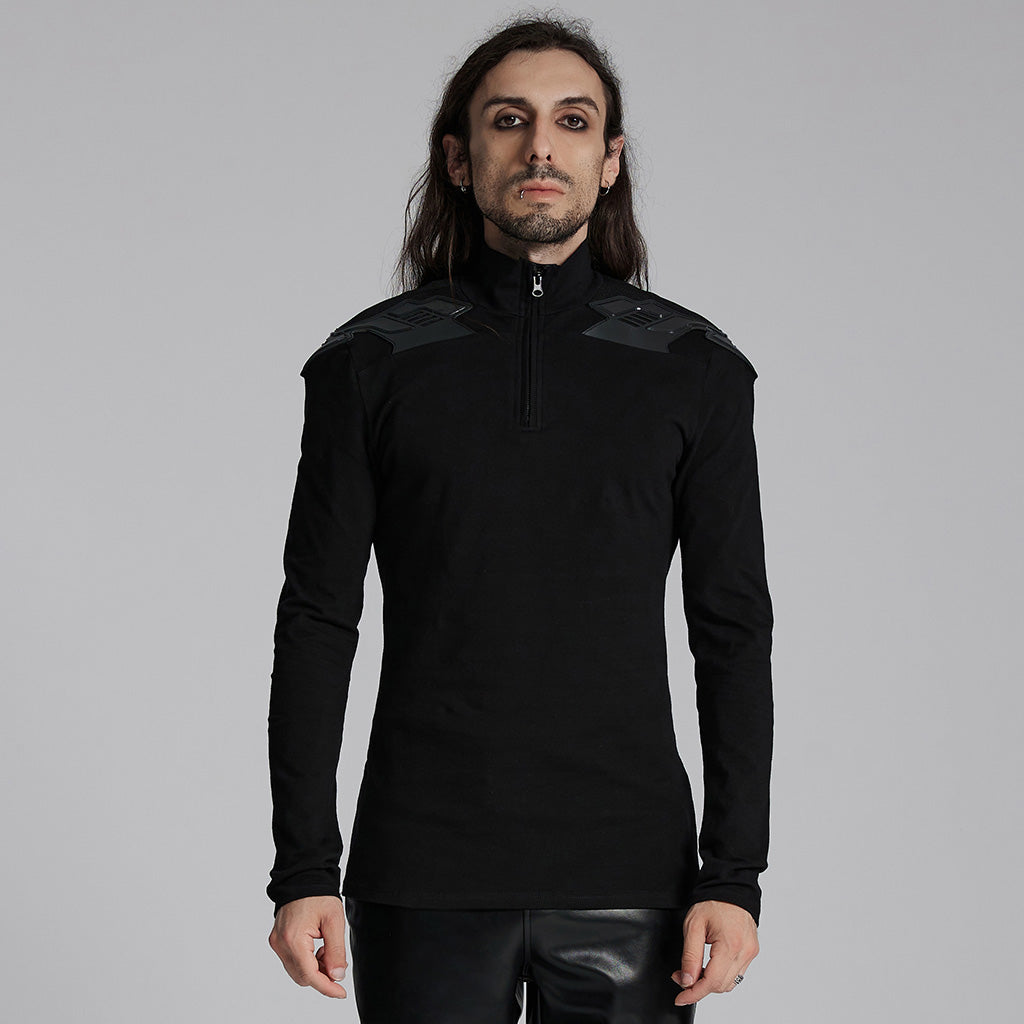 WT-933TCM Cyberpunk Long Sleeve Tactical Shoulder Detail T-Shirt?-??Punk Rave Clothing