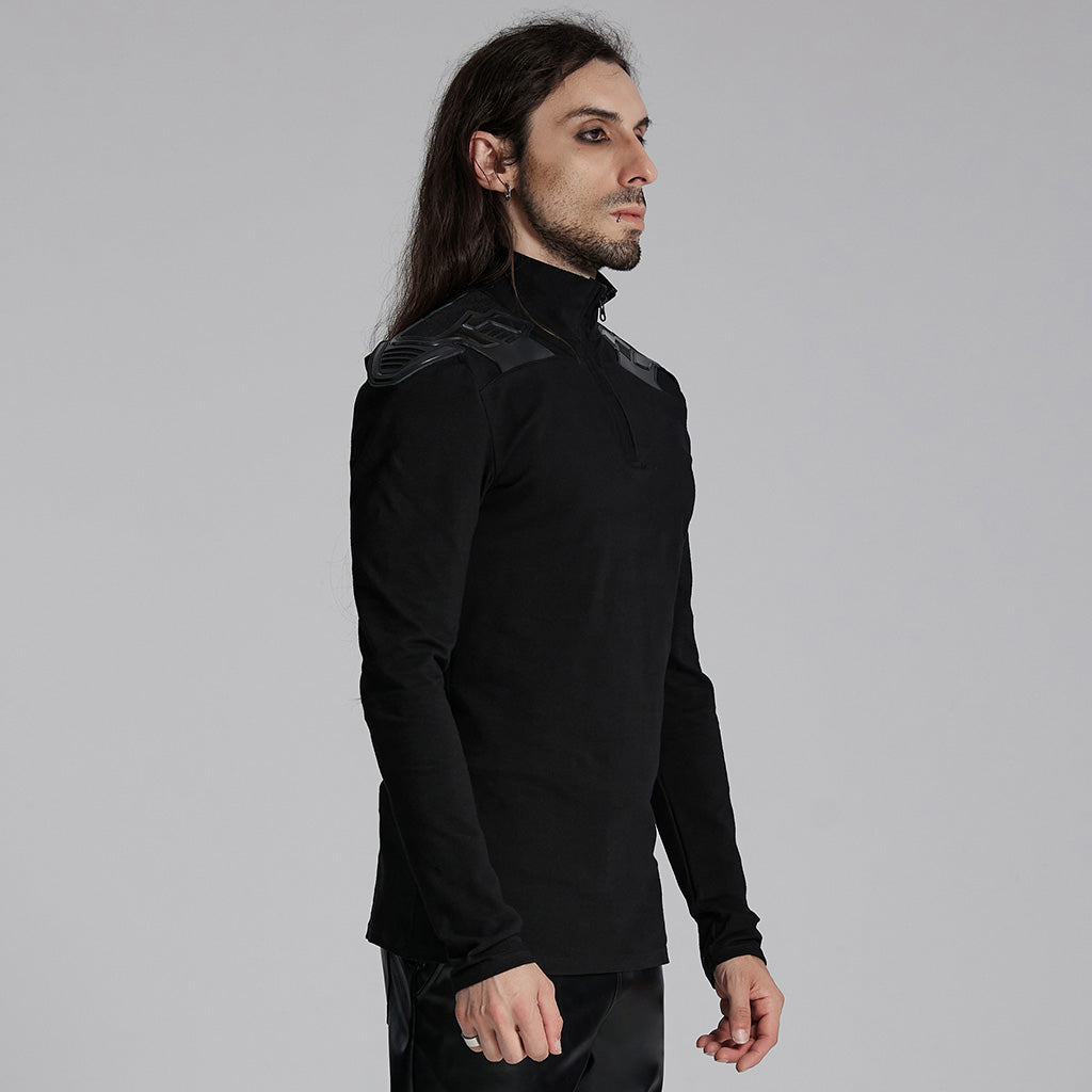 WT-933TCM Cyberpunk Long Sleeve Tactical Shoulder Detail T-Shirt?-??Punk Rave Clothing