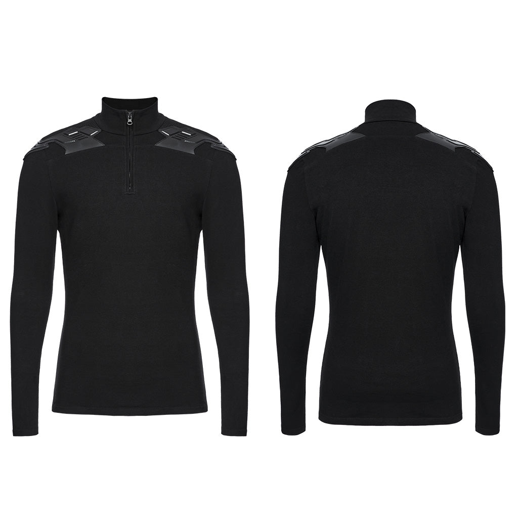 WT-933TCM Cyberpunk Long Sleeve Tactical Shoulder Detail T-Shirt?-??Punk Rave Clothing