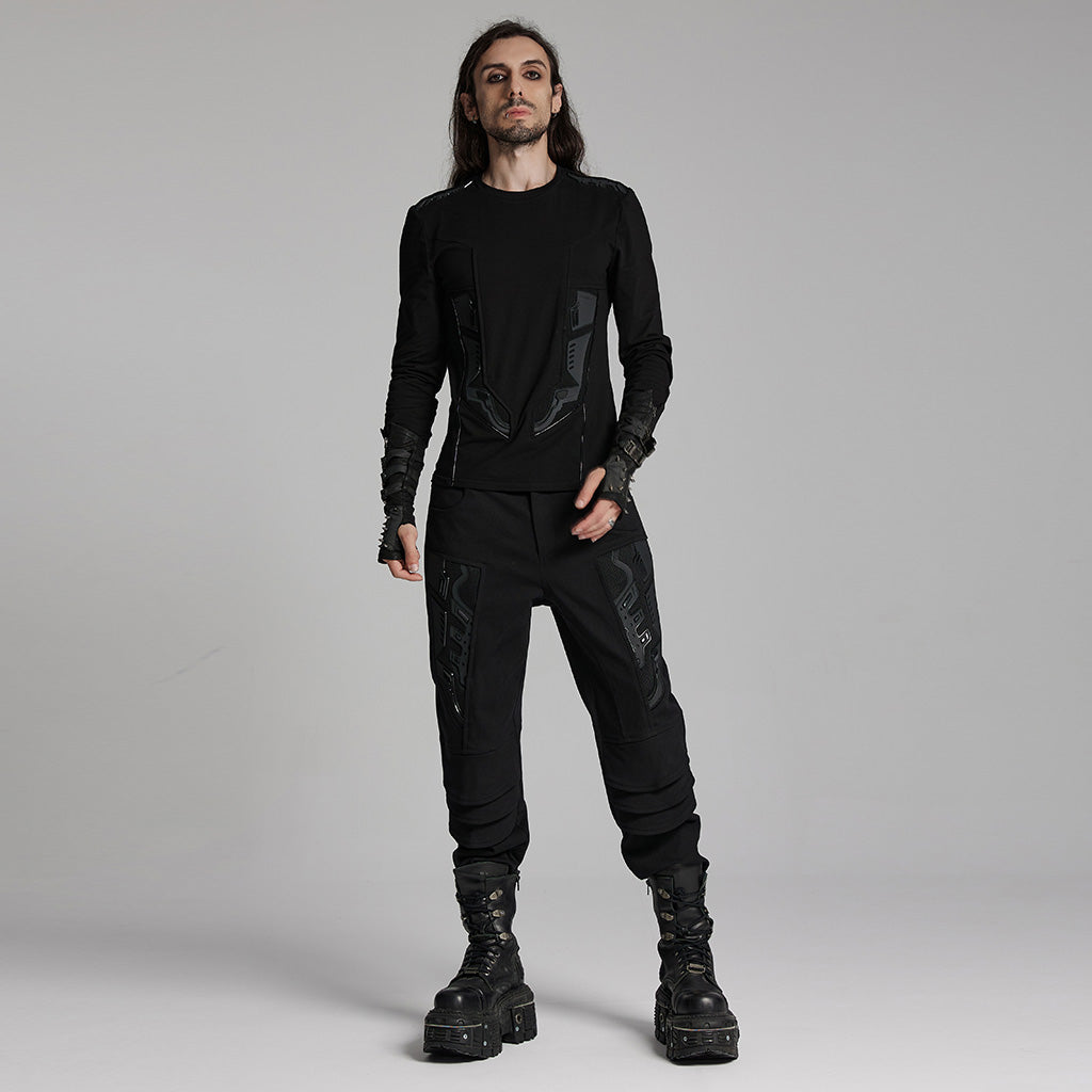 WT-934TCM Cyber Goth Long Sleeve Punk T-Shirt with Shoulder Straps?-??Punk Rave Clothing